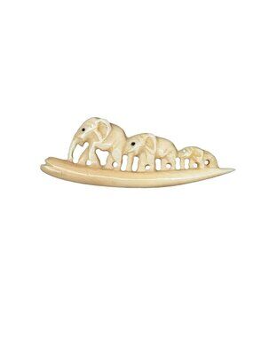 Vintage Family Elephant Celluloid Brooch Pin Safari 2" 5.9g Africa Walking